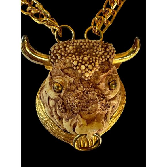 Gold Bull Head Necklace - Picture 1 of 6